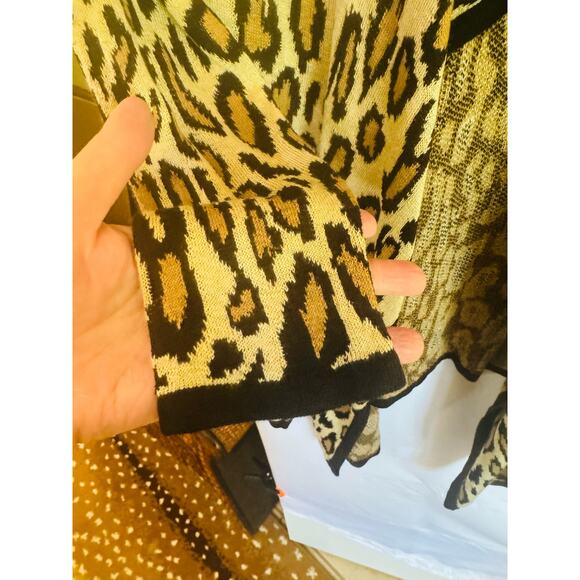 NWT Cupio Leopard Print Open Front Drape Soft Knit Cardigan Sweater Womens M - Picture 10 of 10